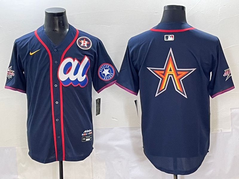 Men 2025 Houston Astros Blank Drak Blue All star Nike MLB Jersey style 4